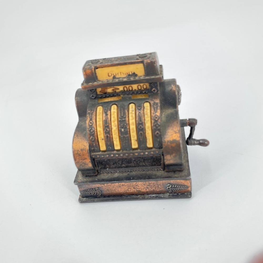 Vintage Durham Industries Miniature Cash Register Diecast Metal Copper Tone 8401